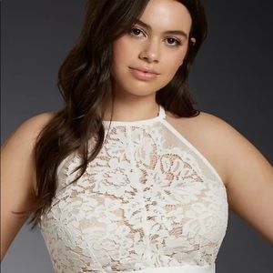 Torrid White Eyelash Lace Halter Bralette